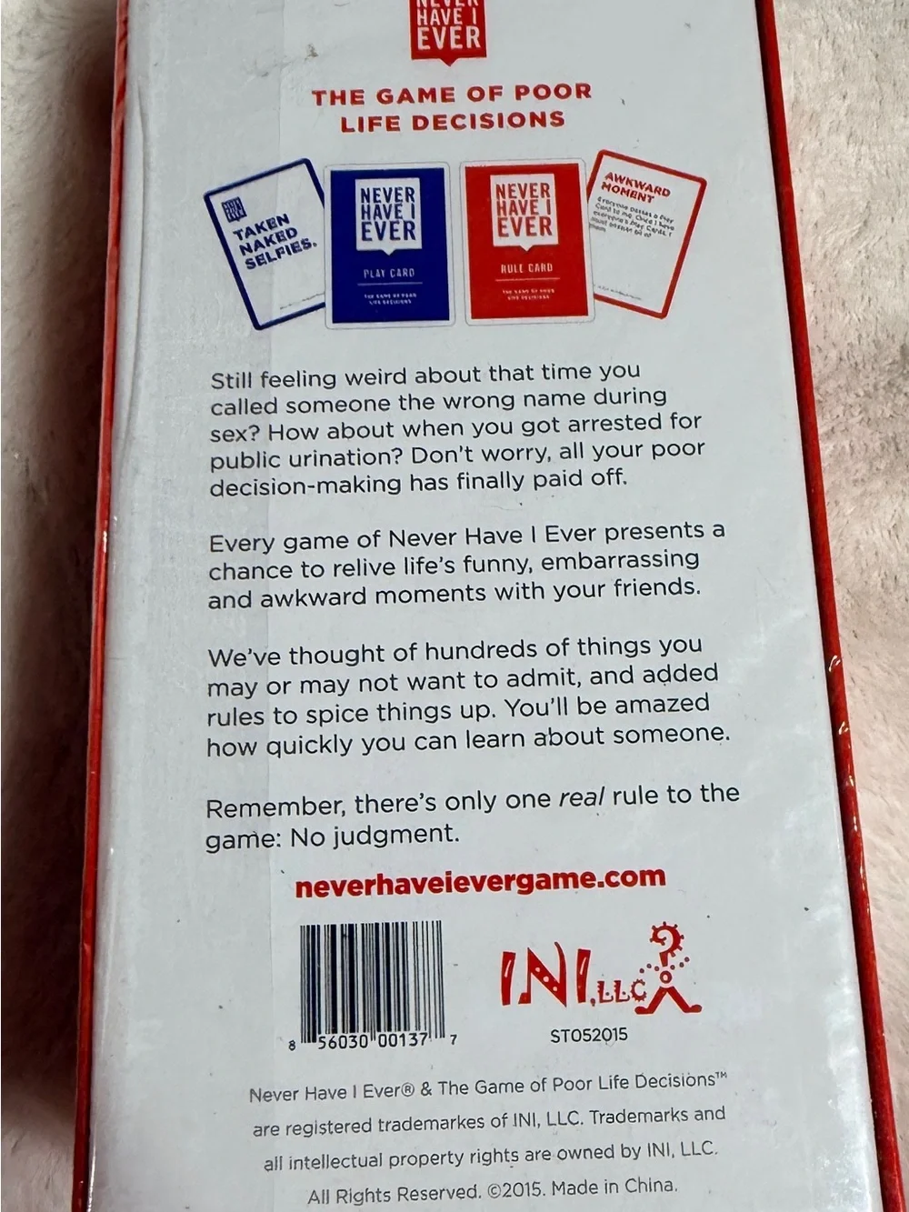 Party Game Never Have I Ever The Game of Poor Life Decisions 2015 ages 17+ New